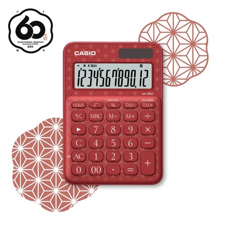 Casio Hesap Makinesi 12 Hane Ms-20Uc-Jrd Kırmızı Desenli Masaüstü