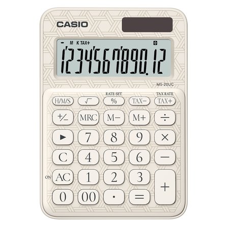 Casio Hesap Makinesi 12 Hane Ms-20Uc-Jwe Beyaz Desenli Masaüstü