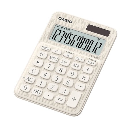 Casio Hesap Makinesi 12 Hane Ms-20Uc-Jwe Beyaz Desenli Masaüstü