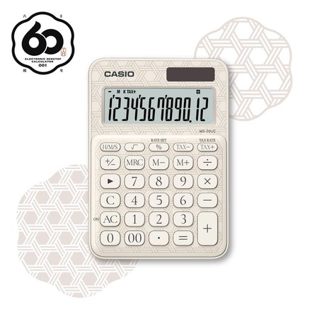 Casio Hesap Makinesi 12 Hane Ms-20Uc-Jwe Beyaz Desenli Masaüstü