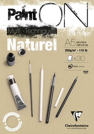 Clairefontaine Paint On Dikişli 250Gr 30 Yaprak A5 Karışık Teknik Çizim Defteri Blok Natural Kağıt