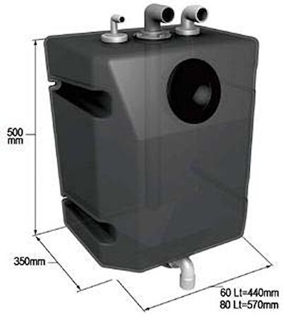 Vetus dik montaj pis su tankı 60 Litre
