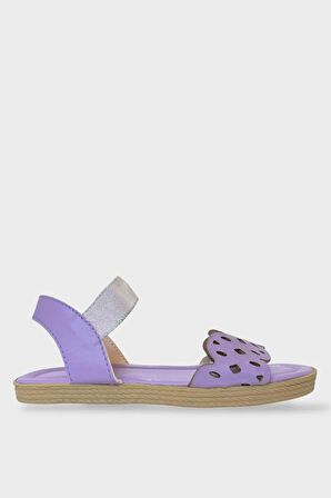 Kadın Tek Bant Lastik Detaylı Lazer Kesim Yazlık Sandalet Lila