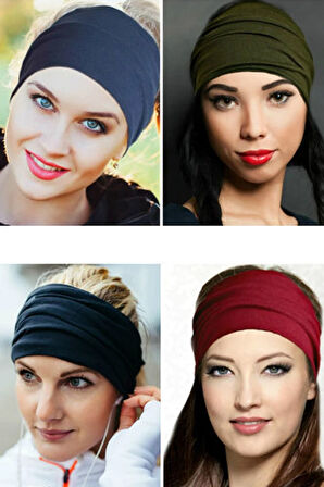 Paraşüt Bandana Sade Düz Renk Pamuklu Kumaş Lastikli Beyaz