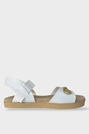 Kadın Tek Bant Aksesuarlı  Bilek Lastik Detaylı  Sandalet BEYAZ
