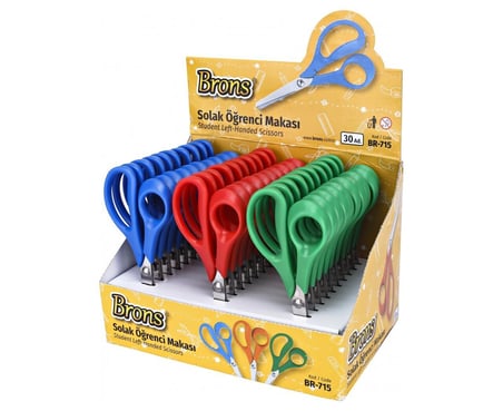 Brons Solak Ögrenci Makası Br-715 (Karışık Renk, 1 Adet)