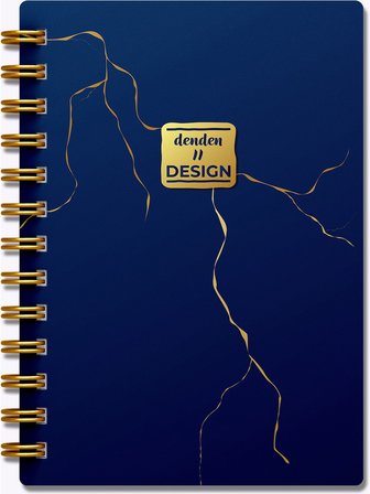 Denden Altın Seri Spiralli Not Defteri Mermer Lacivert 17X24Cm Çizgili