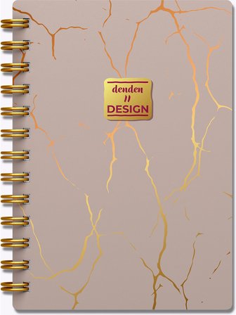 Denden Altın Seri Spiralli Not Defteri Mermer Bej 17X24Cm Çizgili