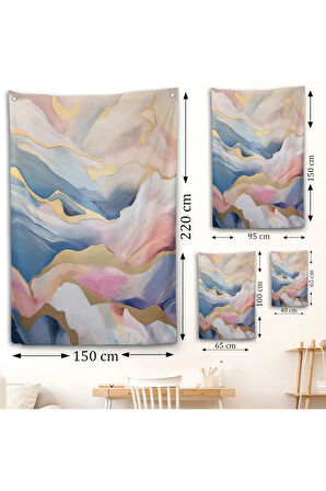 Pembe Tonlu Mermer Desen Duvar Örtüsü-7584