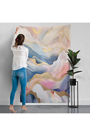 Pembe Tonlu Mermer Desen Duvar Örtüsü-7584