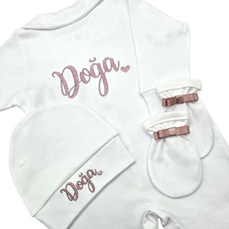 İsimli Hastane Çıkışı 3 lü Set Gül Kurusu Pembe