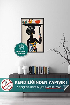 Afrikan Siyahi Kadın Portresi - Bohem Matisse Tarzı Yüksek Çözünürlüklü Duvar Poster