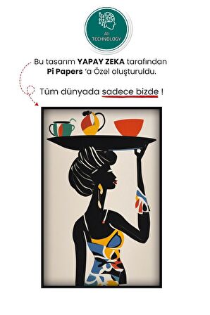 Afrikan Siyahi Kadın Portresi - Bohem Matisse Tarzı Yüksek Çözünürlüklü Duvar Poster