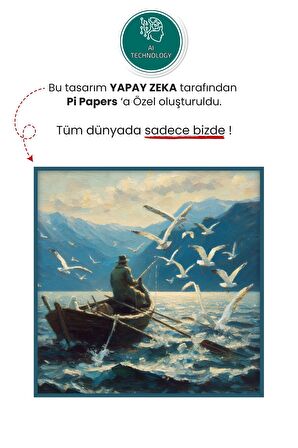 Balıkçı Posteri - Yapışkansız Statik Tutunan Akıllı Kağıt Poster, Premium Baskı