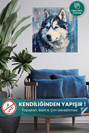 Sibirya Kurdu Portresi - Yüksek Çözünürlük Yapışkansız Tutunan Akıllı Kağıt Yağlı Boya Poster