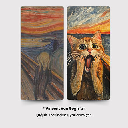 Edvard Munch Çığlık Posteri, Eğlenceli Poster, Kedili Poster, Duvar Posteri, Kedi Sevenlere Hediye