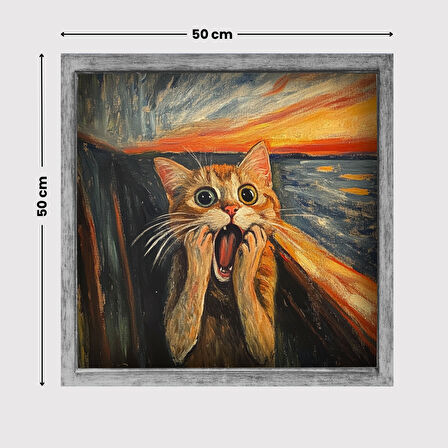 Edvard Munch Çığlık Posteri, Eğlenceli Poster, Kedili Poster, Duvar Posteri, Kedi Sevenlere Hediye