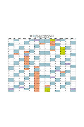2024-2025 Akademik Takvim Planlayıcı, Ders Çalışma Planlayıcı, Duvara Yapışan Statik Akıllı Kağıt