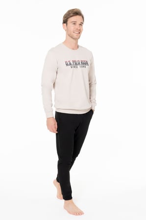 Erkek Bisiklet Yaka Uzun Kollu Pijama Takımı S26928 BANTLI PAÇA RAHAT KUMAŞ CEPLİ