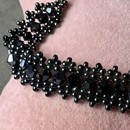 Uretti - Özlem 9422 0540 El Yapımı Kristal Boncuk Bileklik / Lacivert