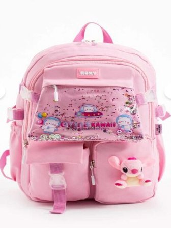 TRG POLO Pembe RoxYy Stiitch Kore Kawaaii Okul Çantası Seti – Sırt Çantası + Beslenme Çantası + Kalemlik