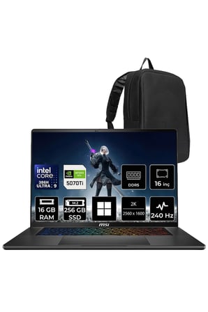 Stealth 16 AI+ Intel Core Ultra 9-386H RTX 5070 Ti 12GB 125W 16GB RAM 256GB SSD 16" QHD+ 240Hz OLED Win11 Pro B3WH011TRP427 Gaming Laptop + PER4 Çanta