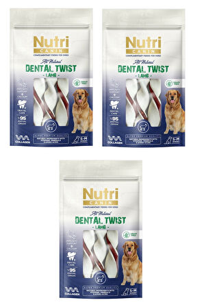 Nutri Canin Dental Twist Kuzu Etli S-M Irk İçin Köpek Ödülü 80 Gr. X 3 Adet