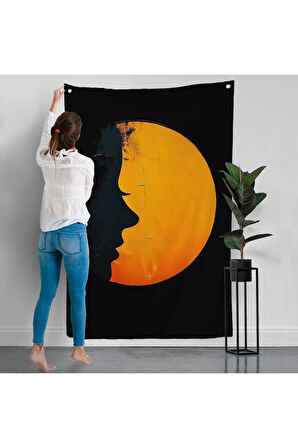 Güneş ve Kadın Silüeti Duvar Örtüsü-7588