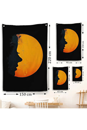 Güneş ve Kadın Silüeti Duvar Örtüsü-7588