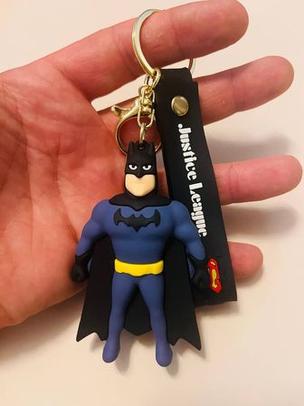 Batman 3D Silikon Anahtarlık  Gold Metal Klipsli DC Çanta & Araba Süsü