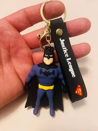 Batman 3D Silikon Anahtarlık  Gold Metal Klipsli DC Çanta & Araba Süsü
