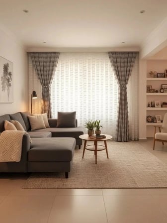 NİVEMESHOME DURU TAM DESENLİ  1/3  PİLELİ  TÜL PERDE APM