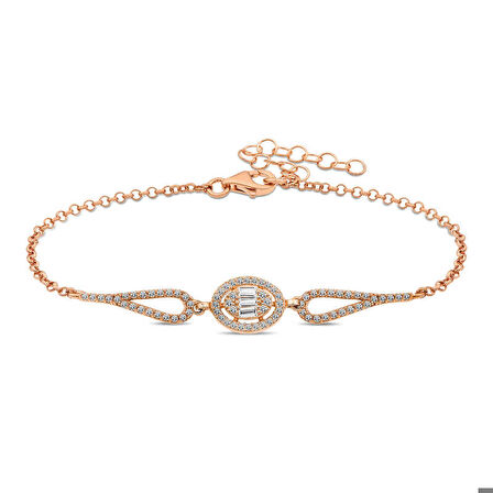 Himarry 925 Ayar Gümüş Rose Oval Baget Bileklik