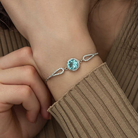 Himarry 925 Ayar Gümüş Aquamarine Bileklik