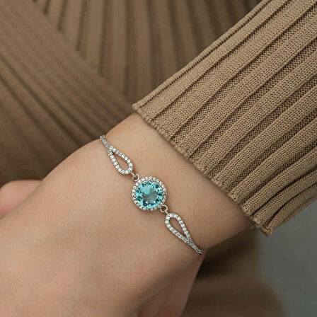 Himarry 925 Ayar Gümüş Aquamarine Bileklik