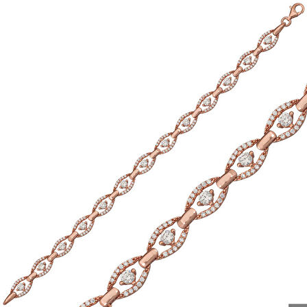 Himarry 925 Ayar Gümüş Rose Oval Su Yolu Bileklik
