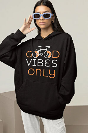 Good Vibes Only Yazılı Unisex Oversize Hoodie