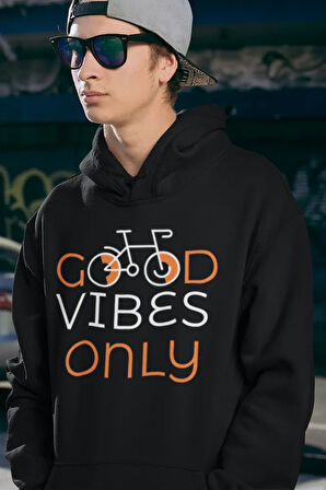 Good Vibes Only Yazılı Unisex Oversize Hoodie