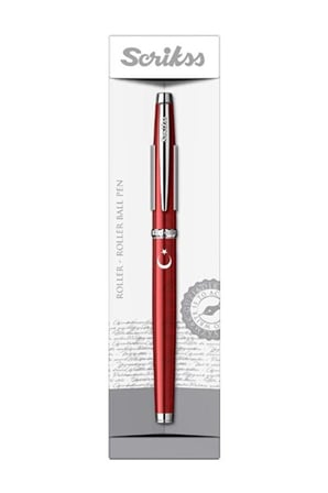 Scrikss Roller Kalem 33 Kırmızı Ay Yıldız Baskılı Şeffaf Ambalaj