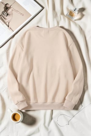 Unisex Baskılı Bisiklet Yaka Sweatshirt