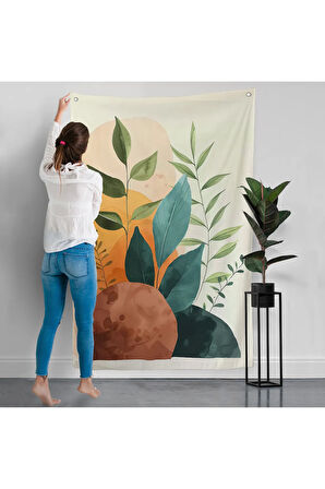 İskandinav Tarzı Soft Çiiçekler Duvar Örtüsü-7590