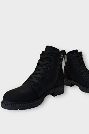 Kadın Termo Taban Fermuarlı Bağcıklı Bot SİYAH - FÜME