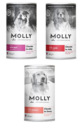 Molly 3 Çeşit Karma Köpek Konservesi 400 Gr X 3 Adet