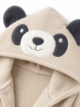 %100 Pamuk Panda Figürlü Bebek Bornoz Seti – Yenidoğan ve Bebekler İçin Yumuşak Dokulu Bornoz, Havlu ve Terlik Takımı