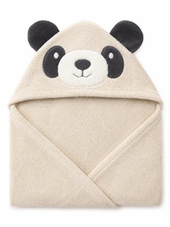 %100 Pamuk Panda Figürlü Bebek Bornoz Seti – Yenidoğan ve Bebekler İçin Yumuşak Dokulu Bornoz, Havlu ve Terlik Takımı