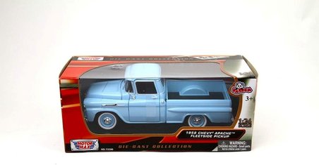 MotorMax 1:24 W/B American Classics 1958 Chevrolet Apache Fleet Side Pickup Diecast Mavi