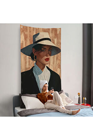 Keskin Bakışlı Güzel Kadın Duvar Örtüsü-7593
