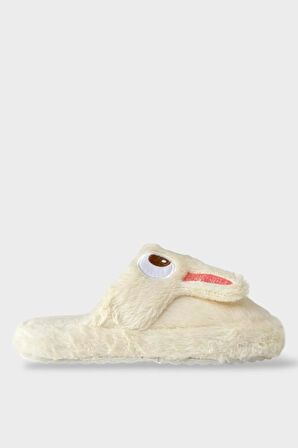 Kadın KışlıkTavşan Figürlü Kaydırmaz Taban Ev Terliği Panduf BEYAZ