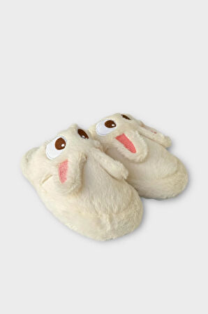 Kadın KışlıkTavşan Figürlü Kaydırmaz Taban Ev Terliği Panduf BEYAZ