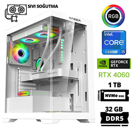 Xaser Delux X54 i5 14400F 32GB DDR5 Ram 1TB M.2 NVMe SSD 8GB RTX4060 Sıvı Soğutmalı Oyuncu Bilgisayarı